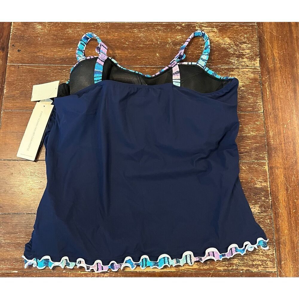 Profile by Gottex Harmony Plus Size Womens Ruched Tankini Top - Picture 4 of 7